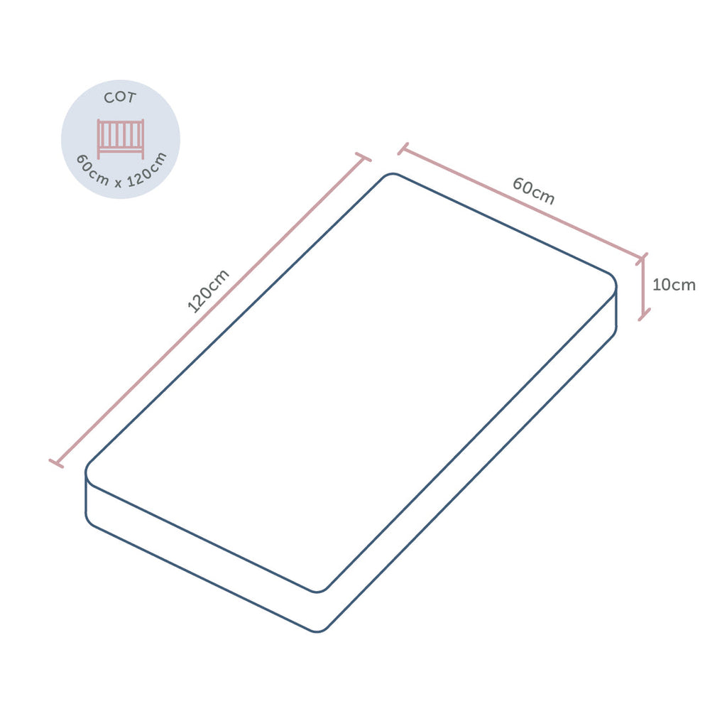 Baby Elegance Cot Mattress - Eco Fibre- 60 x 120 x 10cm