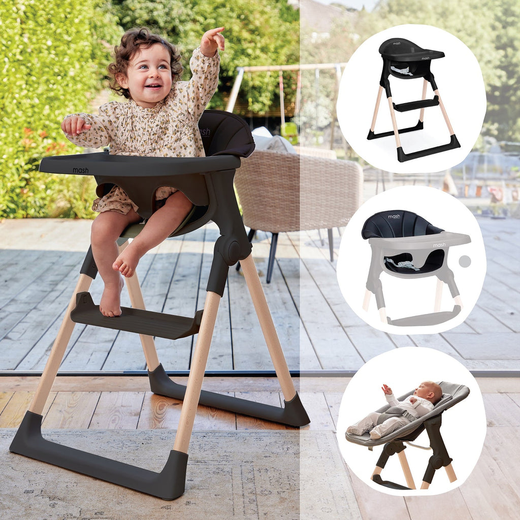 Baby Elegance Mash Highchair Bundle - Black