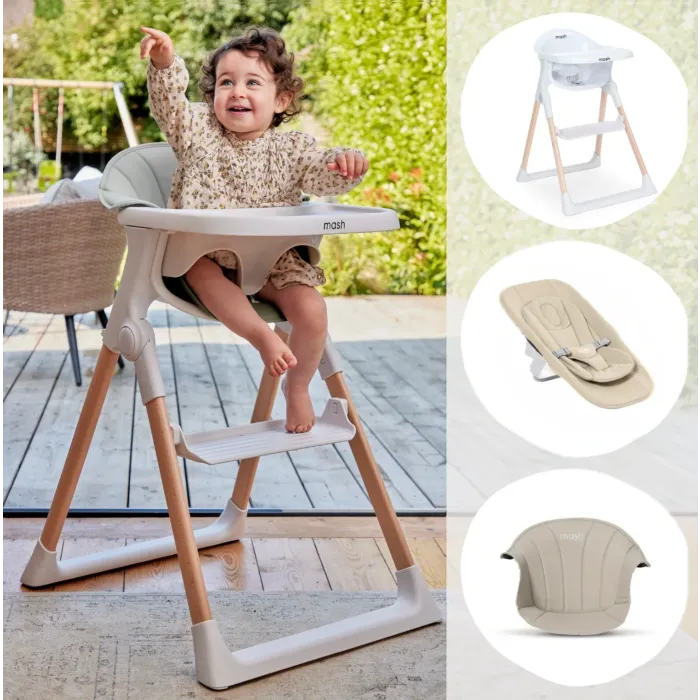 Baby Elegance Mash Highchair Bundle - White