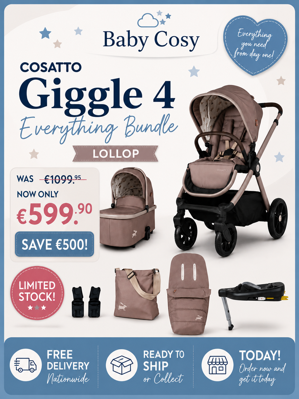 Cosatto Giggle 4 i-size Everything Bundle Lollop