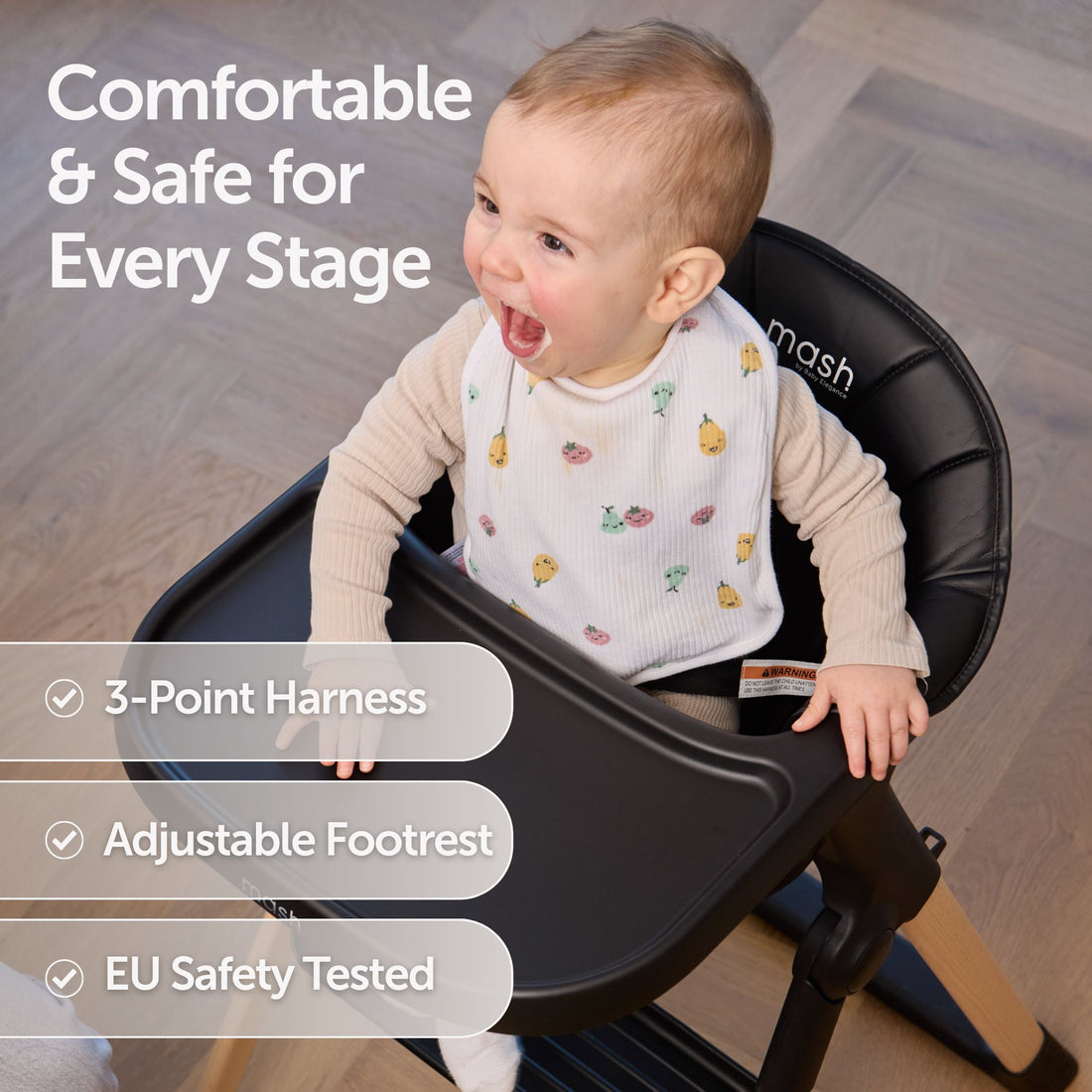 Baby Elegance Mash Highchair Bundle - Black