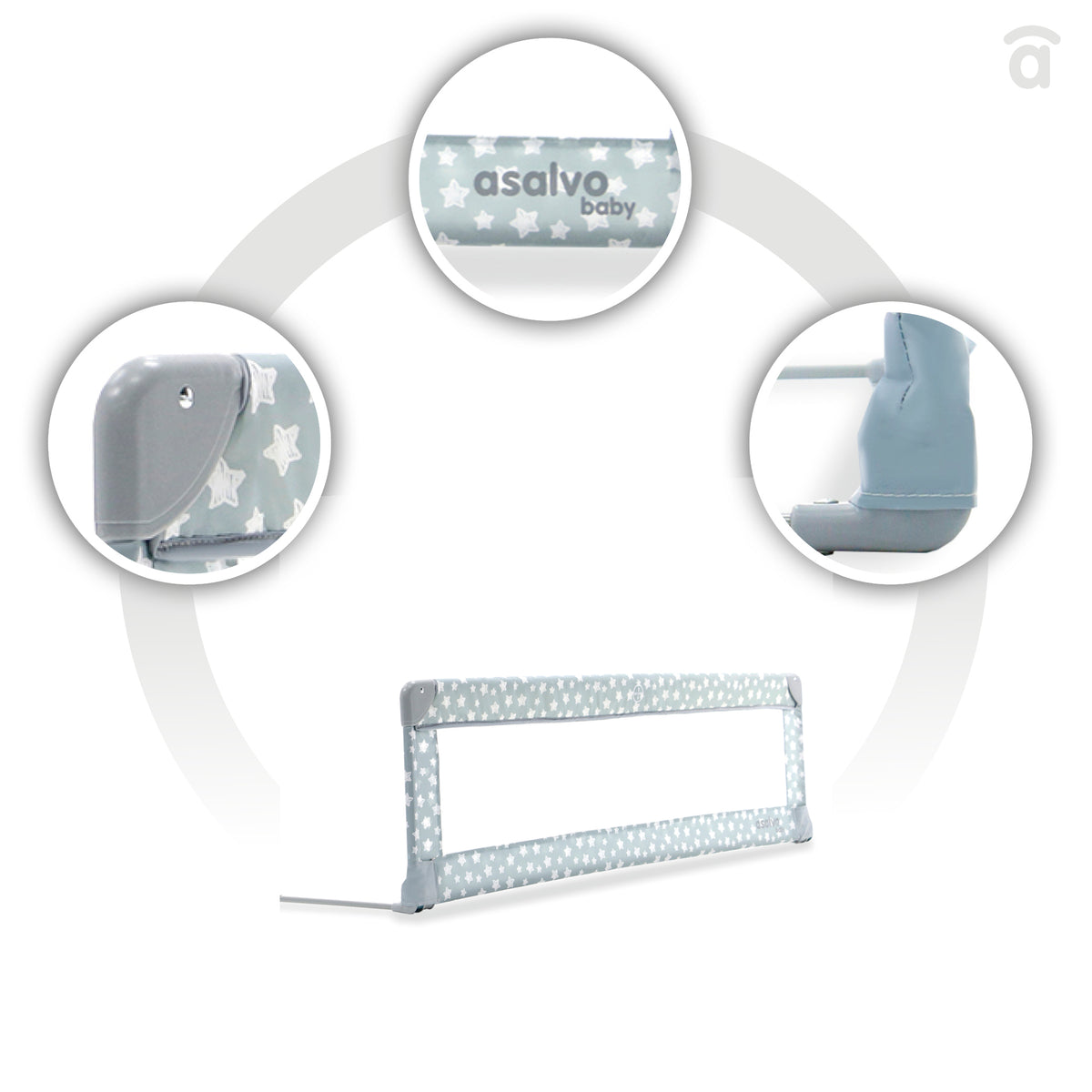 Asalvo 150cm Bed Rail - Grey Stars