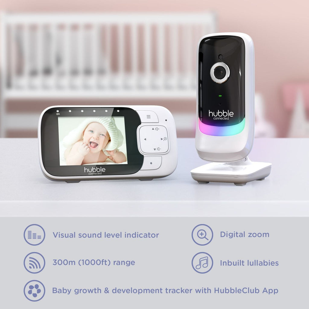 Hubble Connected Nursery Pal Essentials 2.8" Video Baby Monitor - White
