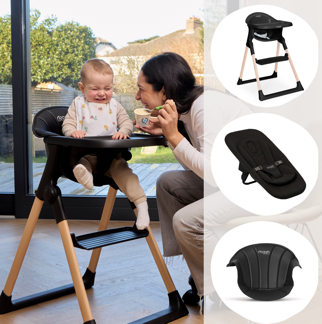Baby Elegance Mash Highchair Bundle - Black