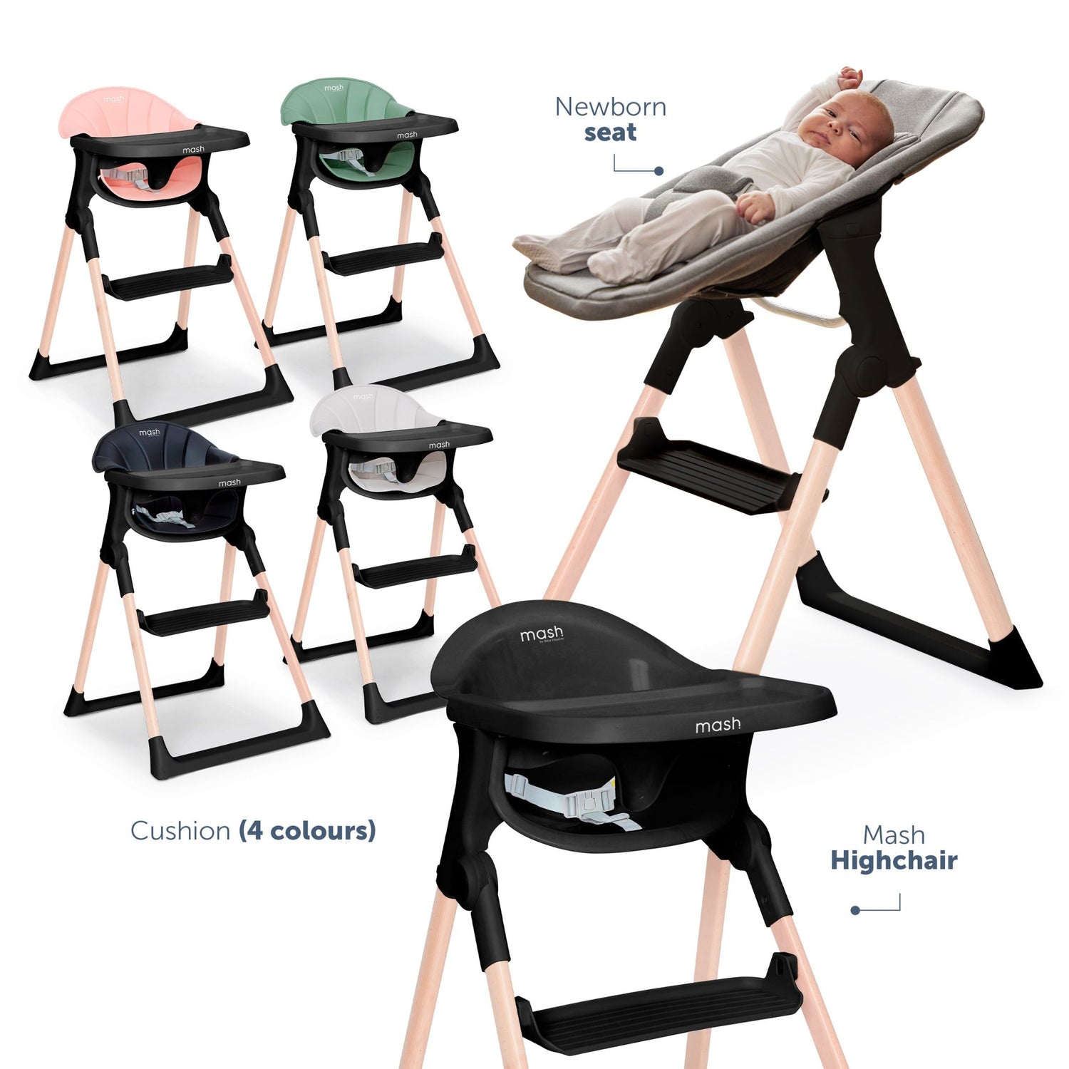 Baby Elegance Mash Highchair Bundle - Sage
