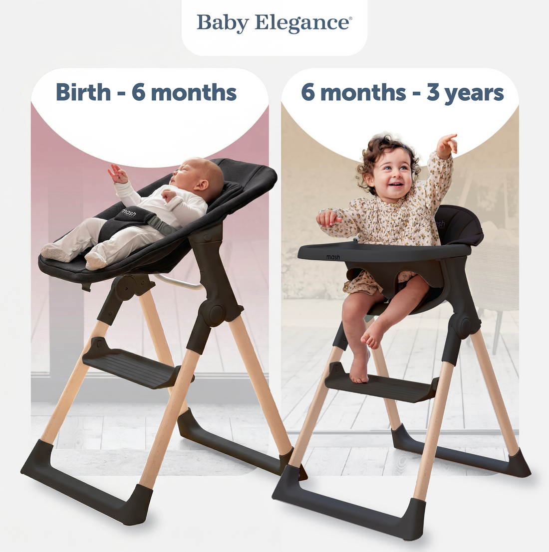 Baby Elegance Mash Highchair Bundle - Black