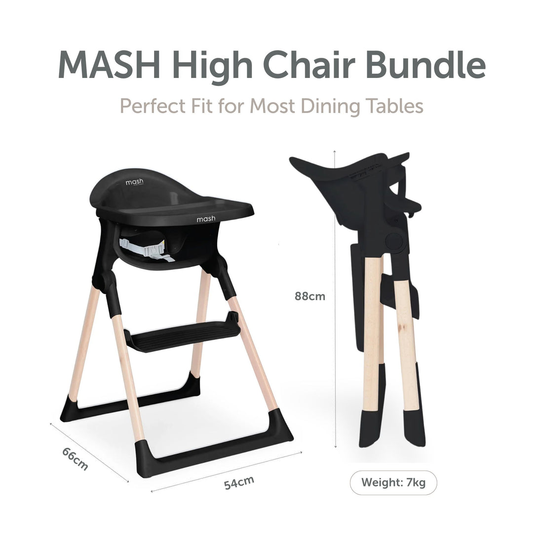 Baby Elegance Mash Highchair Bundle - Black