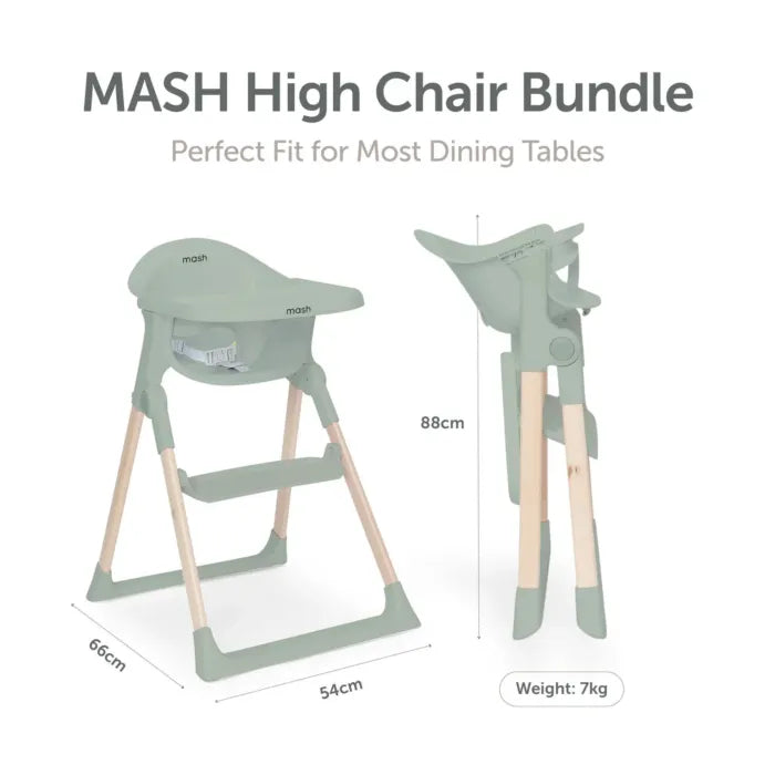 Baby Elegance Mash Highchair Bundle - Sage