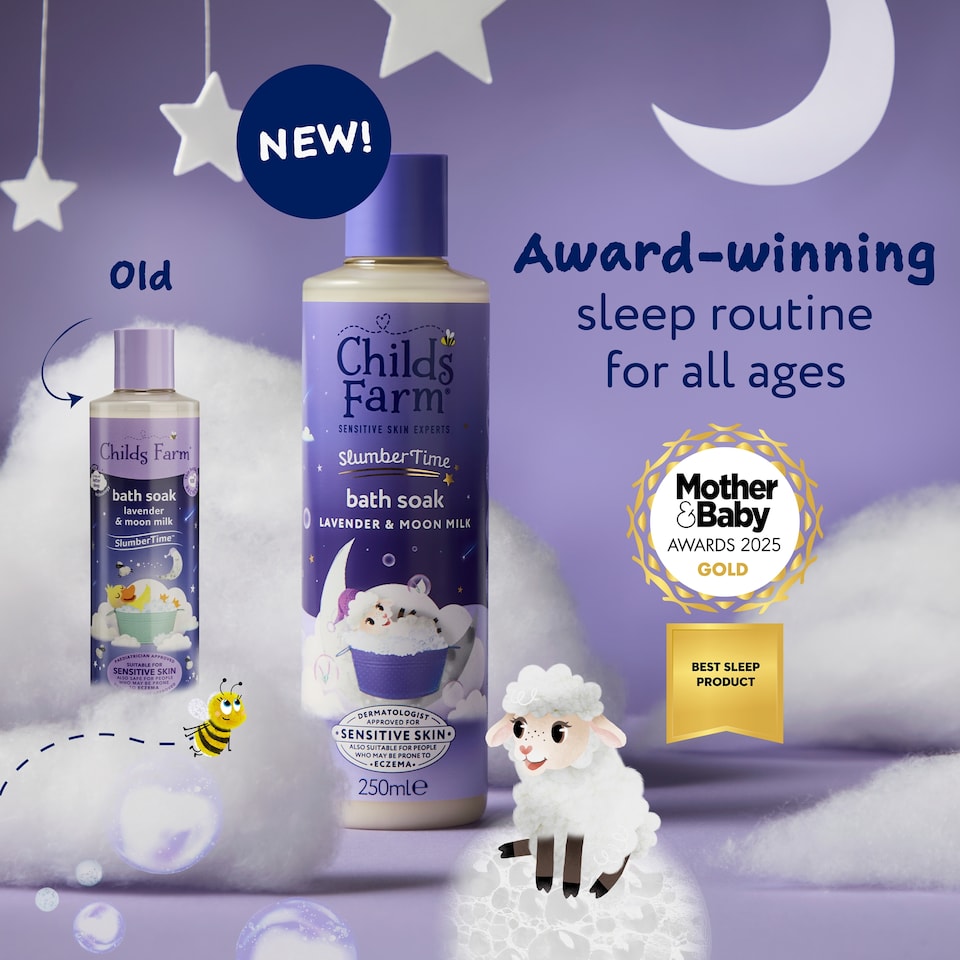 Childs Farm SlumberTime Bath Soak 250ml Lavender & Moon Milk Gentle Bubble Bath for Babies, Kids & Sensitive Skin