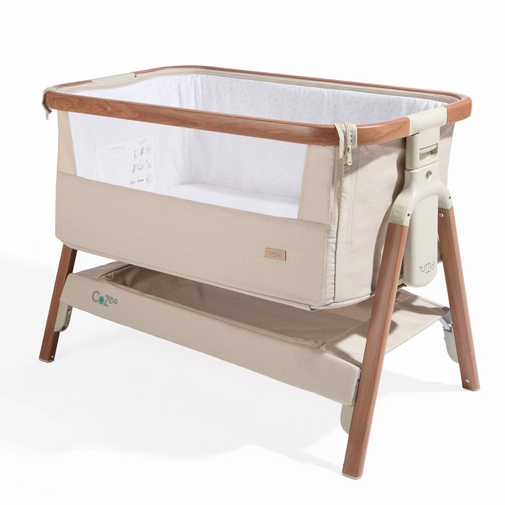 Tutti Bambini CoZee Bedside Crib - Scandinavian walnut / Ecru