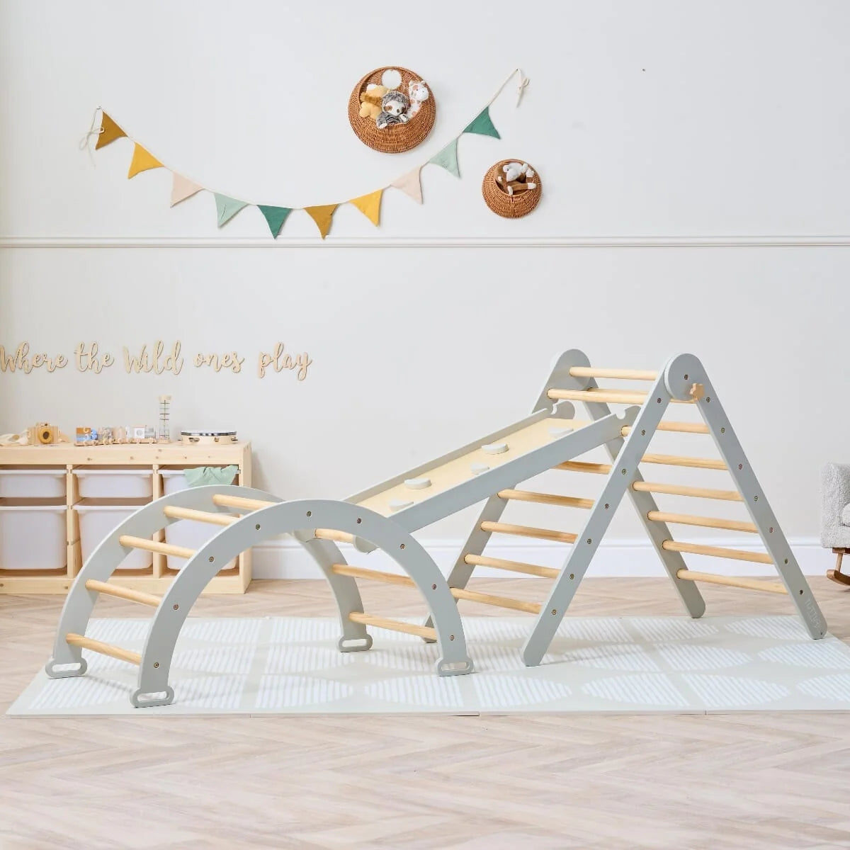 Tutti Bambini Scala Montessori 3 in 1 Pikler Climbing Frame with Climbing Wall - Mushroom
