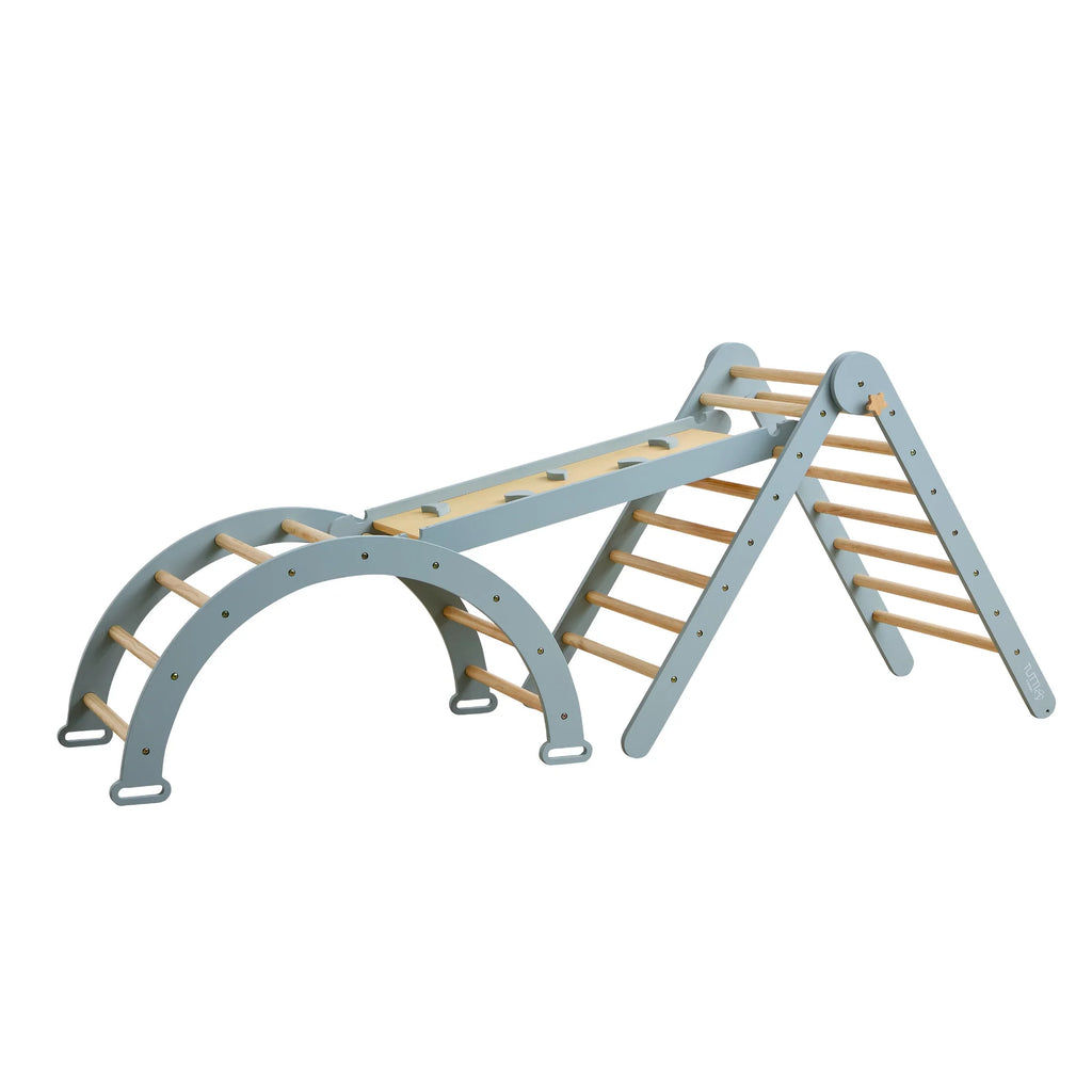 Tutti Bambini Scala Montessori 3 in 1 Pikler Climbing Frame with Climbing Wall - Ocean Stone