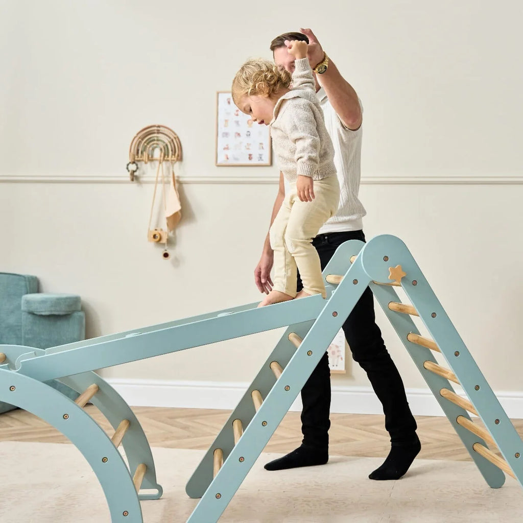 Tutti Bambini Scala Montessori 3 in 1 Pikler Climbing Frame with Climbing Wall - Ocean Stone