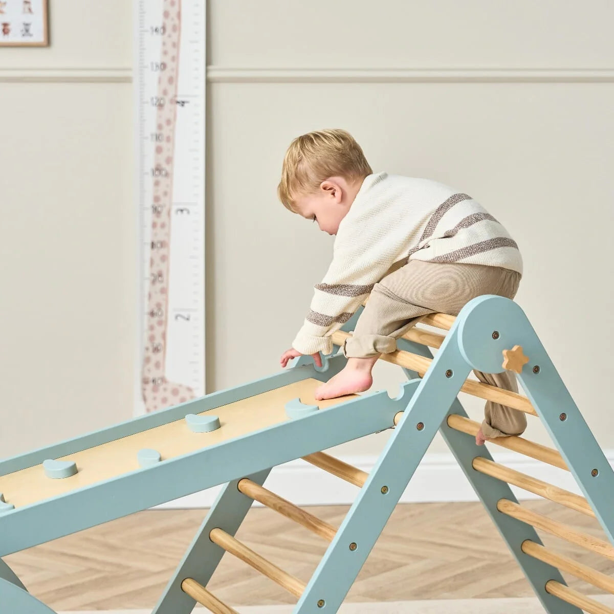 Tutti Bambini Scala Montessori 3 in 1 Pikler Climbing Frame with Climbing Wall - Ocean Stone