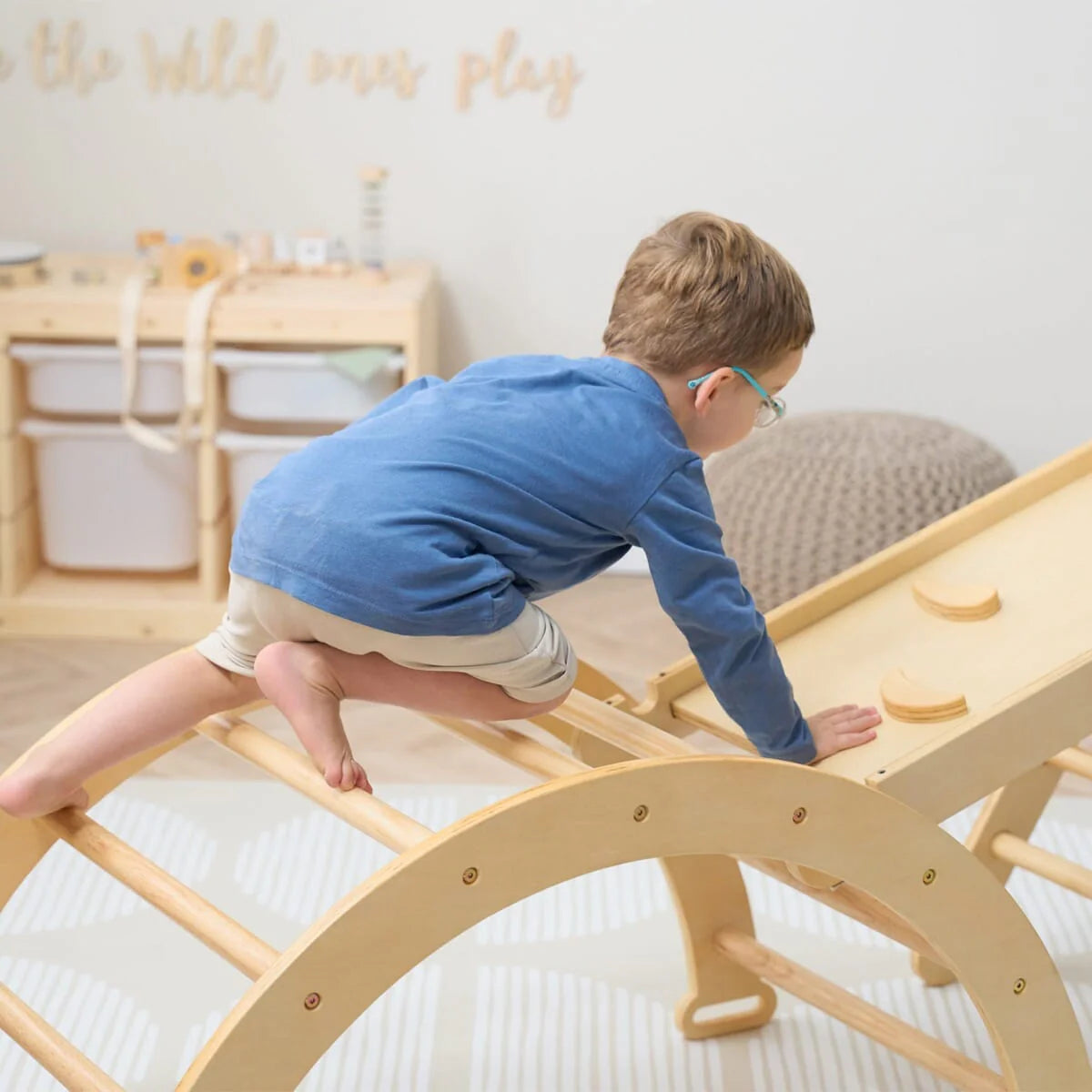 Tutti Bambini Scala Montessori 3 in 1 Pikler Climbing Frame with Climbing Wall -Natural