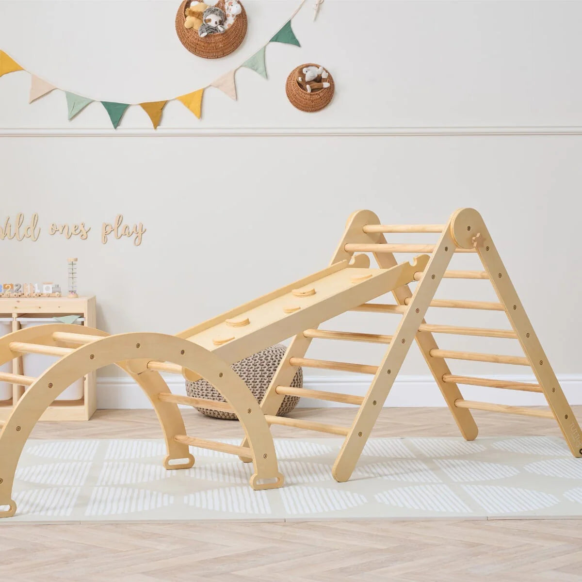 Tutti Bambini Scala Montessori 3 in 1 Pikler Climbing Frame with Climbing Wall -Natural
