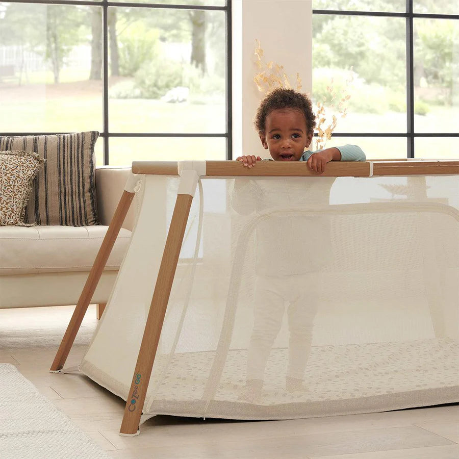 Tutti Bambini CoZee Go 3-in-1 Bassinet, Travel Cot & Playpen - Walnut & Ecru