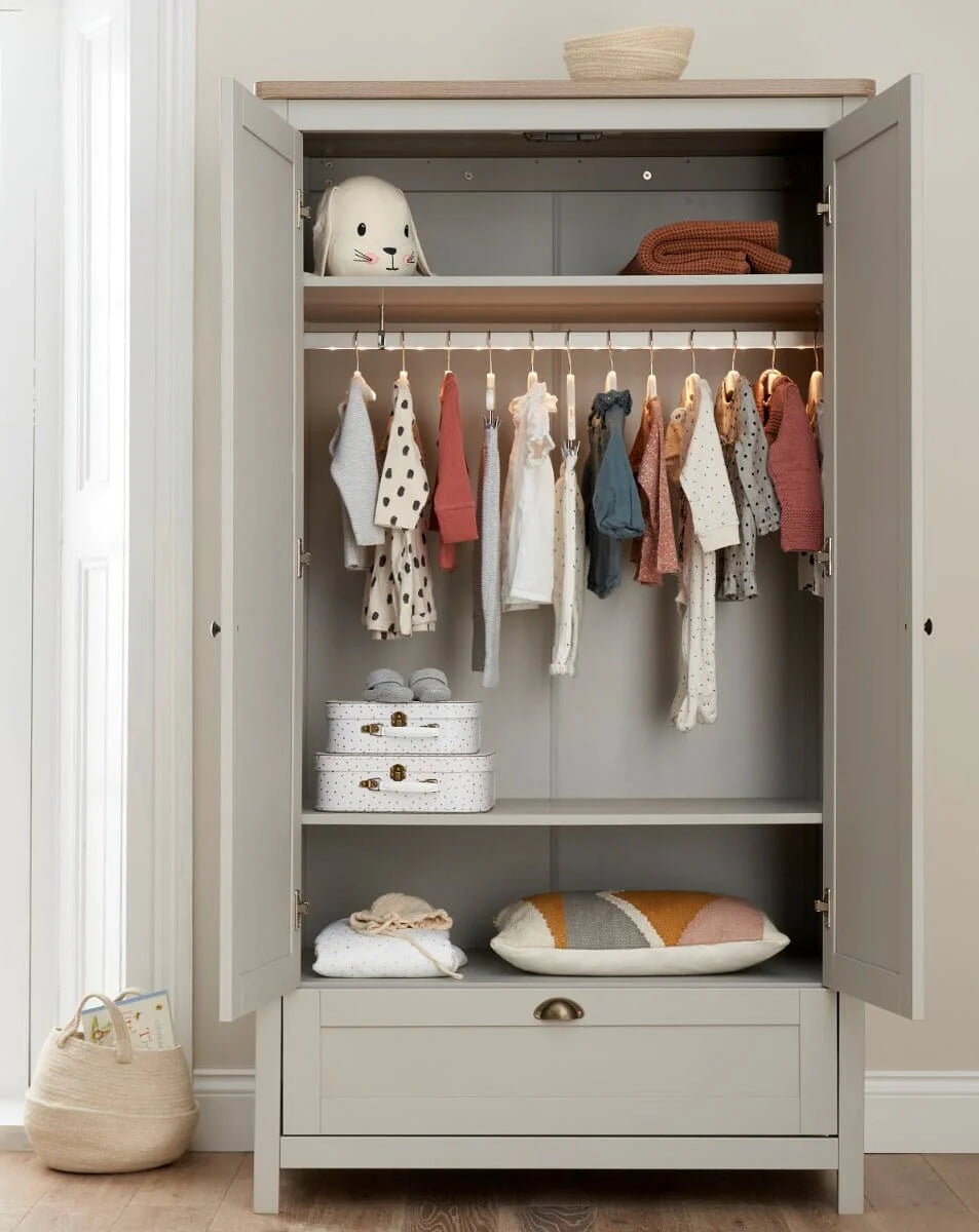 Tutti Bambini Verona Collection Wardrobe - Dove Grey/ Oak CLEARANCE