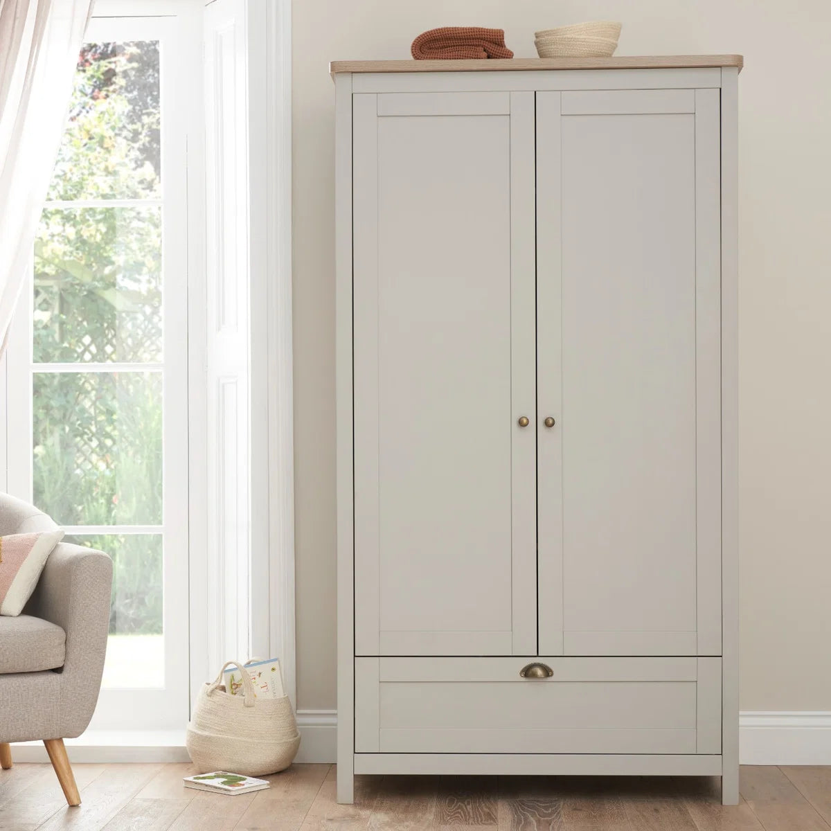 Tutti Bambini Verona Collection Wardrobe - Dove Grey/ Oak CLEARANCE